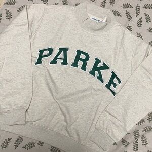 Retro Collegiate Mock Neck Sweatshirt in Heather Grey by Parke size Small/Medium